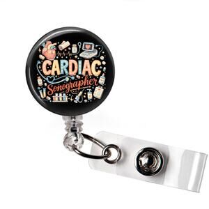 Cardiac Sonographer Badge Reel Echo Tech Retractable ID Holder